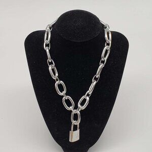 Authentic Louis Vuitton Lock & Key with Unbranded Silver Plated Chain Necklace